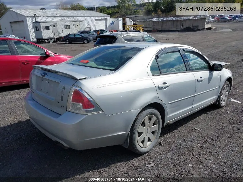 2006 Ford Fusion Se VIN: 3FAHP07Z86R235263 Lot: 40563731