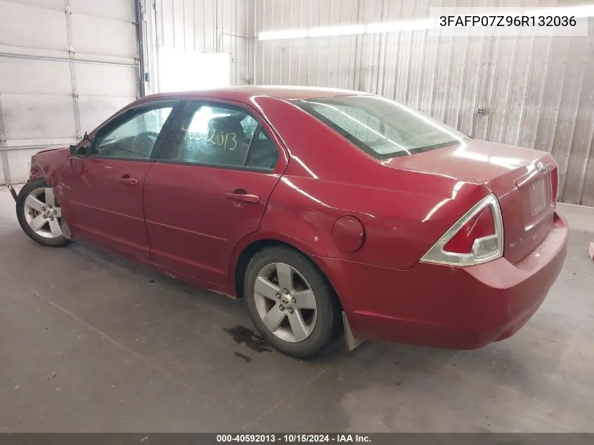 2006 Ford Fusion Se VIN: 3FAFP07Z96R132036 Lot: 40592013