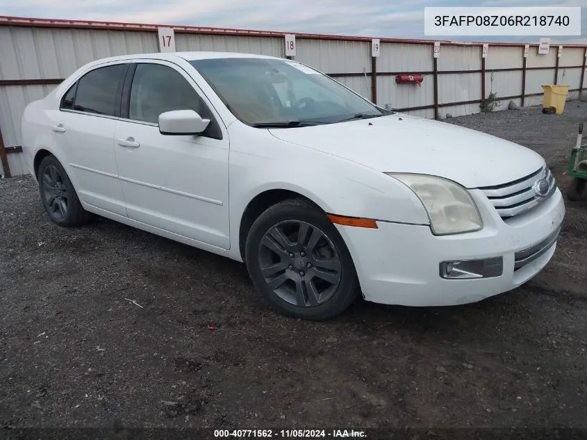 2006 Ford Fusion Sel VIN: 3FAFP08Z06R218740 Lot: 40771562