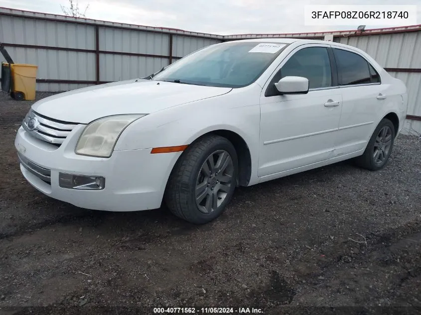 2006 Ford Fusion Sel VIN: 3FAFP08Z06R218740 Lot: 40771562