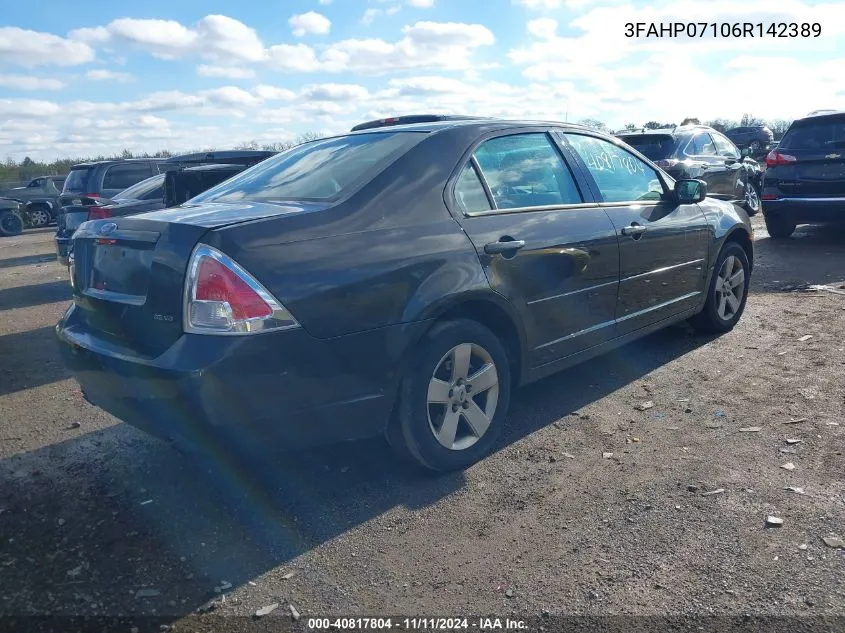 2006 Ford Fusion Se VIN: 3FAHP07106R142389 Lot: 40817804