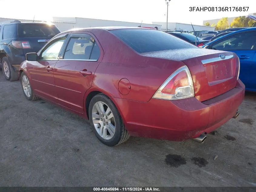 2006 Ford Fusion Sel VIN: 3FAHP08136R176857 Lot: 40845694