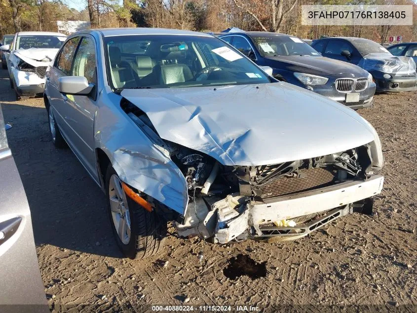 2006 Ford Fusion Se VIN: 3FAHP07176R138405 Lot: 40880224