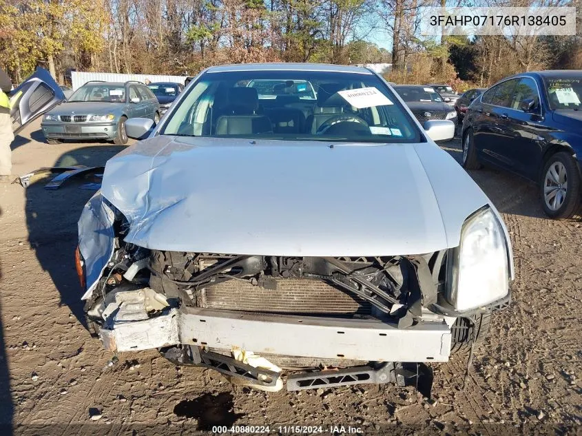 2006 Ford Fusion Se VIN: 3FAHP07176R138405 Lot: 40880224