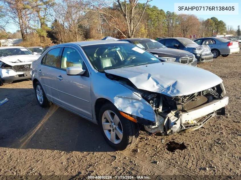 2006 Ford Fusion Se VIN: 3FAHP07176R138405 Lot: 40880224