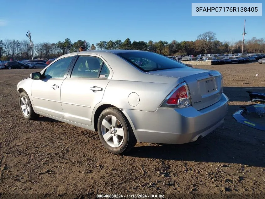 2006 Ford Fusion Se VIN: 3FAHP07176R138405 Lot: 40880224