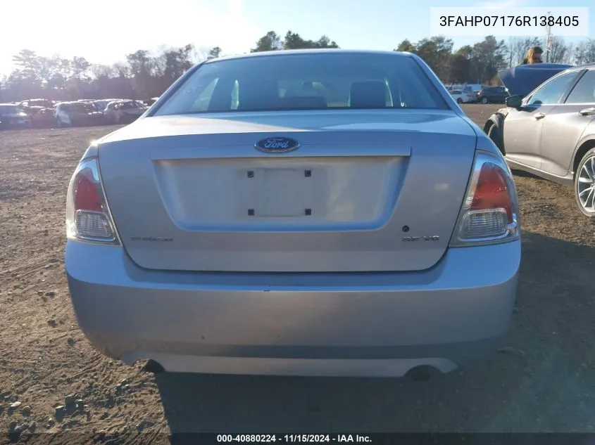 2006 Ford Fusion Se VIN: 3FAHP07176R138405 Lot: 40880224