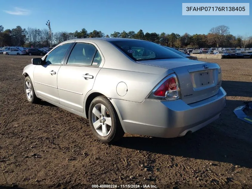 2006 Ford Fusion Se VIN: 3FAHP07176R138405 Lot: 40880224