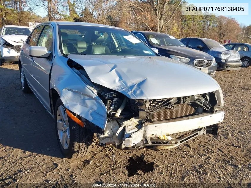 2006 Ford Fusion Se VIN: 3FAHP07176R138405 Lot: 40880224