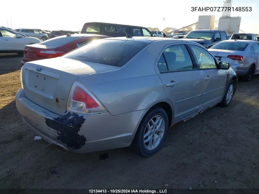 2007 Ford Fusion Se VIN: 3FAHP07Z77R148553 Lot: 12134413