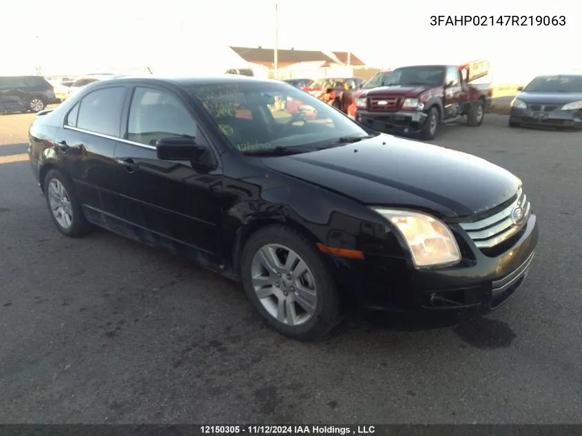 2007 Ford Fusion Sel VIN: 3FAHP02147R219063 Lot: 12150305