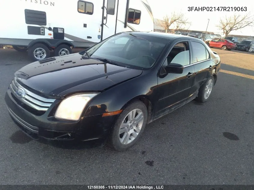 2007 Ford Fusion Sel VIN: 3FAHP02147R219063 Lot: 12150305