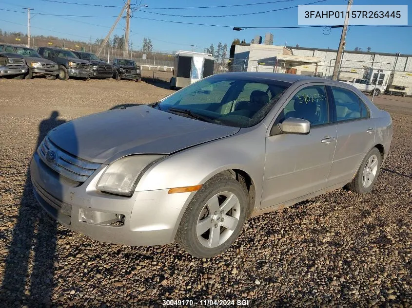 2007 Ford Fusion Se VIN: 3FAHP01157R263445 Lot: 30049170