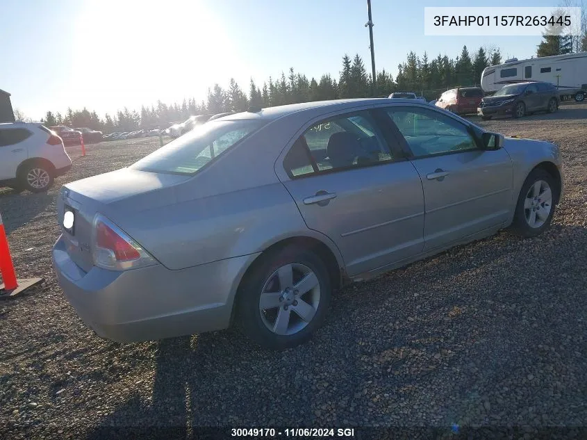 2007 Ford Fusion Se VIN: 3FAHP01157R263445 Lot: 30049170