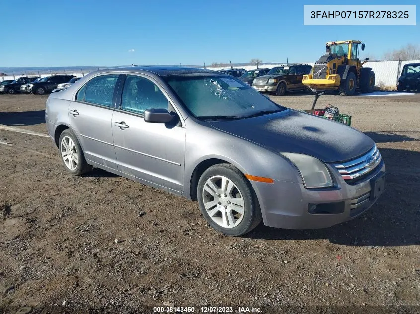 2007 Ford Fusion Se VIN: 3FAHP07157R278325 Lot: 38143450