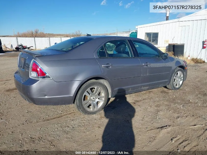 2007 Ford Fusion Se VIN: 3FAHP07157R278325 Lot: 38143450