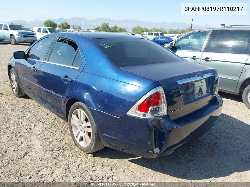 2007 Ford Fusion Sel VIN: 3FAHP08197R110217 Lot: 39511785