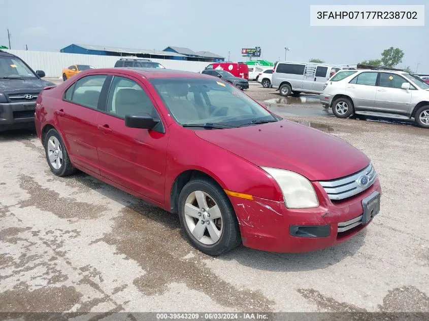 2007 Ford Fusion Se VIN: 3FAHP07177R238702 Lot: 39543209