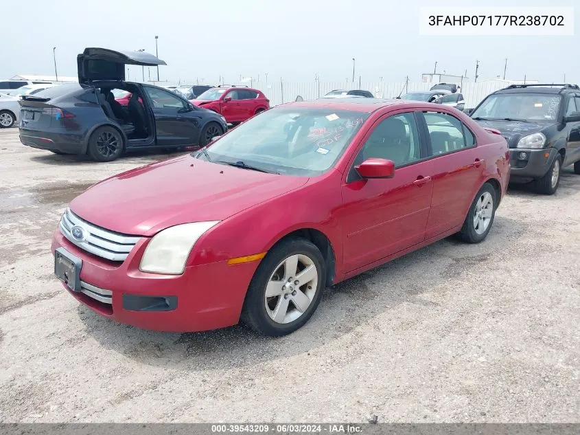 2007 Ford Fusion Se VIN: 3FAHP07177R238702 Lot: 39543209