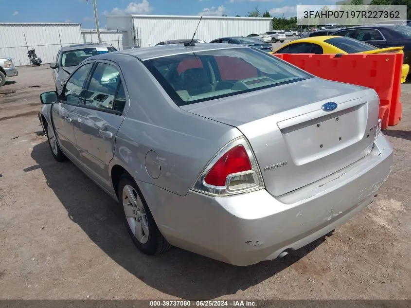 2007 Ford Fusion Se VIN: 3FAHP07197R227362 Lot: 39737080