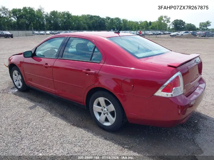 2007 Ford Fusion Se VIN: 3FAHP07ZX7R267875 Lot: 39891168