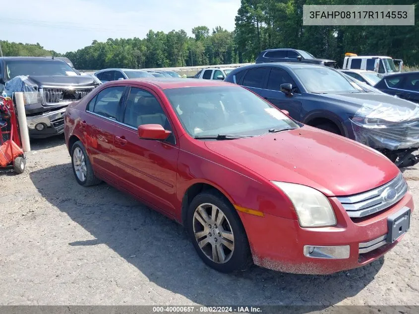 2007 Ford Fusion Sel VIN: 3FAHP08117R114553 Lot: 40000657