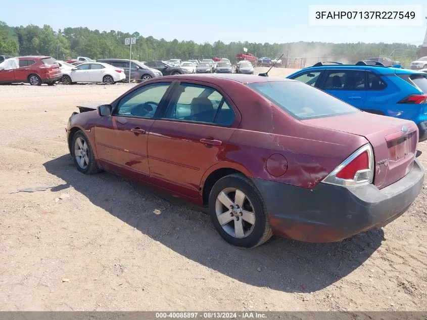 3FAHP07137R227549 2007 Ford Fusion Se