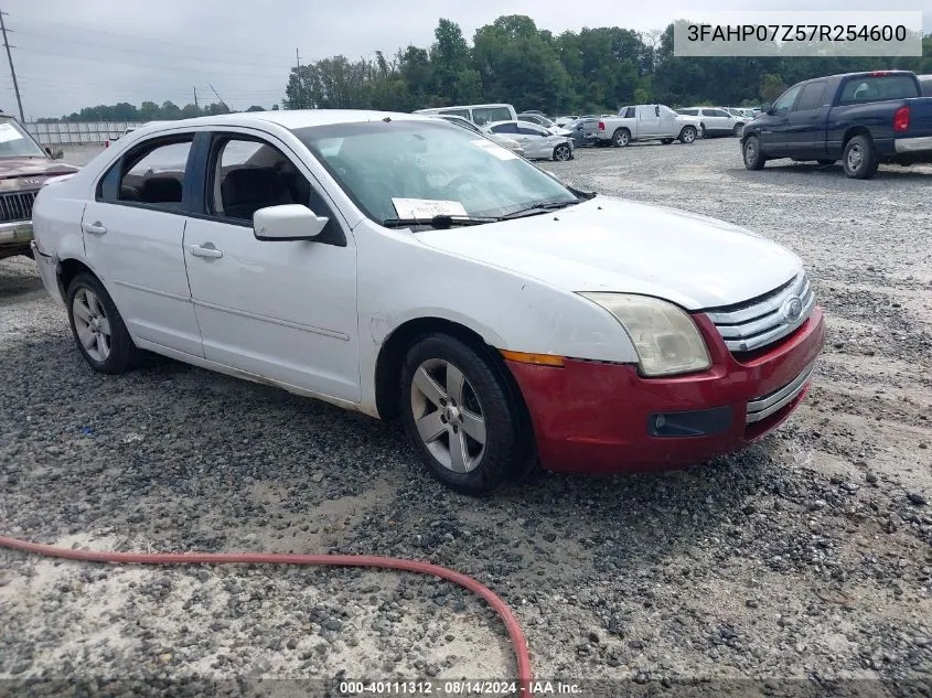 2007 Ford Fusion Se VIN: 3FAHP07Z57R254600 Lot: 40111312