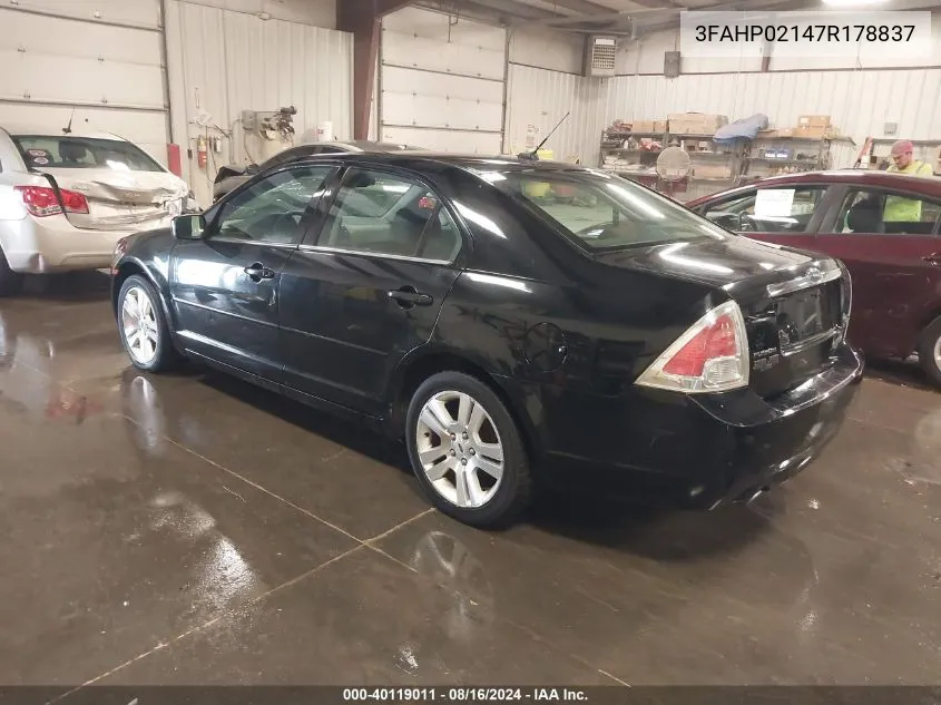 2007 Ford Fusion Sel VIN: 3FAHP02147R178837 Lot: 40119011