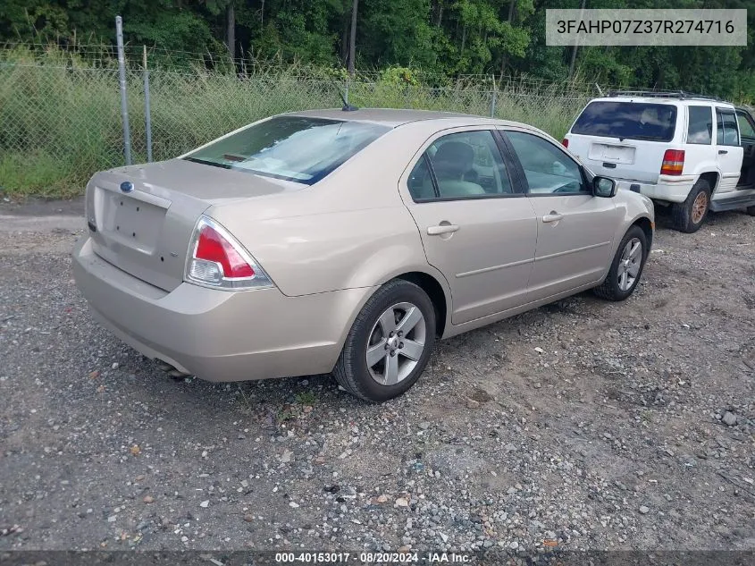 3FAHP07Z37R274716 2007 Ford Fusion Se