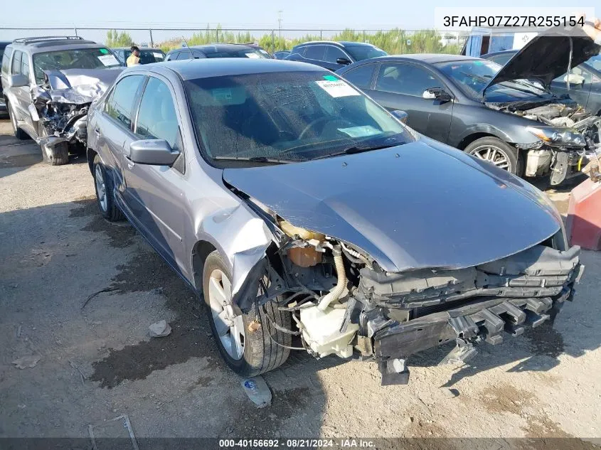 2007 Ford Fusion Se VIN: 3FAHP07Z27R255154 Lot: 40156692