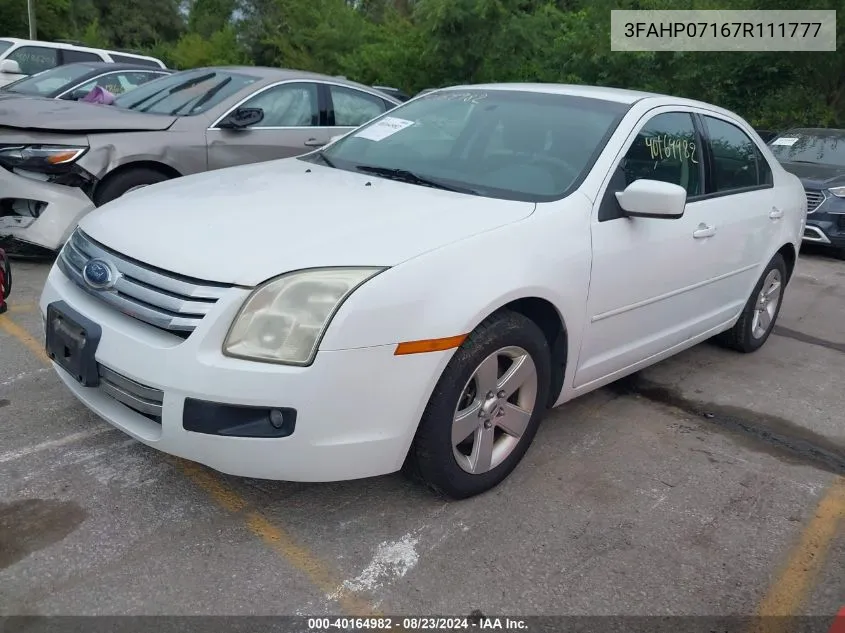 2007 Ford Fusion Se VIN: 3FAHP07167R111777 Lot: 40164982