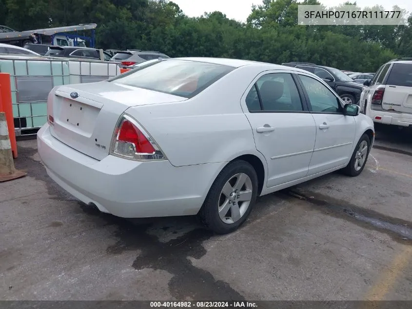 2007 Ford Fusion Se VIN: 3FAHP07167R111777 Lot: 40164982