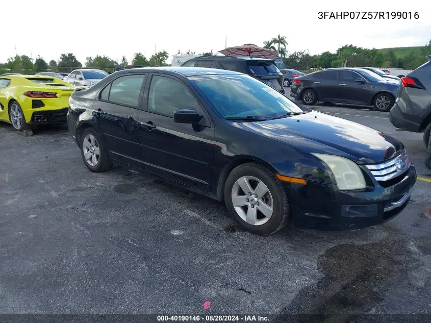 2007 Ford Fusion Se VIN: 3FAHP07Z57R199016 Lot: 40190146