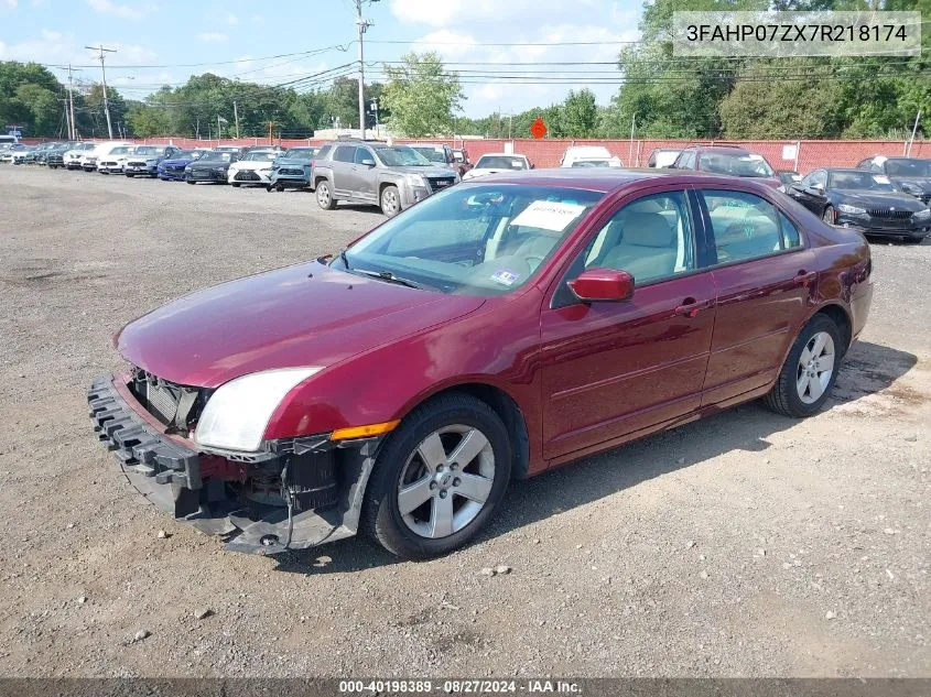 2007 Ford Fusion Se VIN: 3FAHP07ZX7R218174 Lot: 40198389