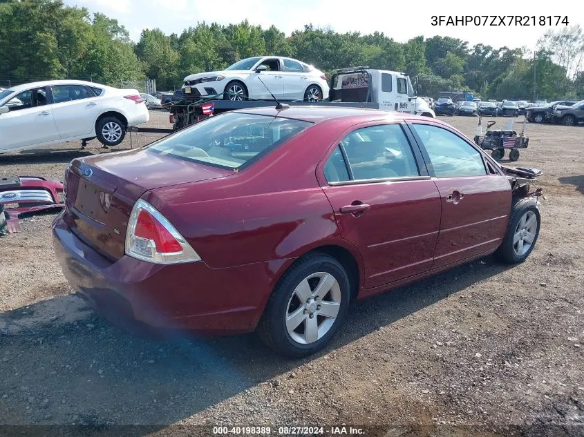 2007 Ford Fusion Se VIN: 3FAHP07ZX7R218174 Lot: 40198389