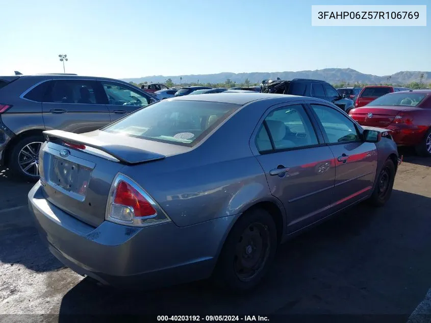 2007 Ford Fusion S VIN: 3FAHP06Z57R106769 Lot: 40203192