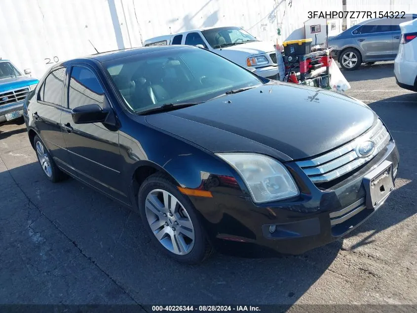 2007 Ford Fusion Se VIN: 3FAHP07Z77R154322 Lot: 40226344