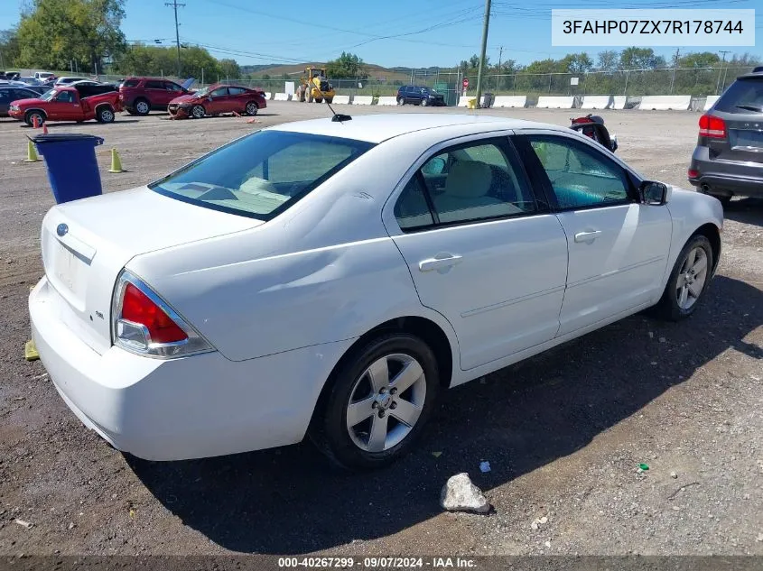 2007 Ford Fusion Se VIN: 3FAHP07ZX7R178744 Lot: 40267299