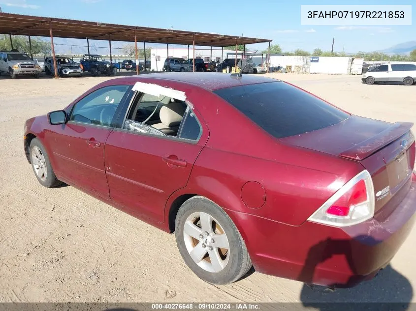 2007 Ford Fusion Se VIN: 3FAHP07197R221853 Lot: 40276648