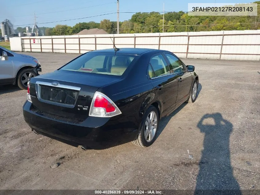 2007 Ford Fusion Sel VIN: 3FAHP02127R208143 Lot: 40286839