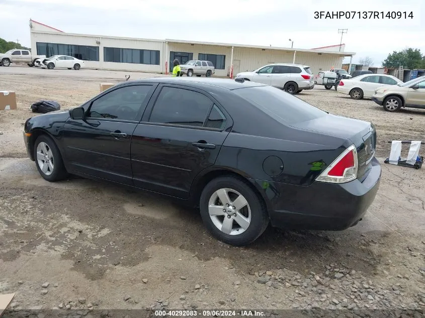 2007 Ford Fusion Se VIN: 3FAHP07137R140914 Lot: 40292083