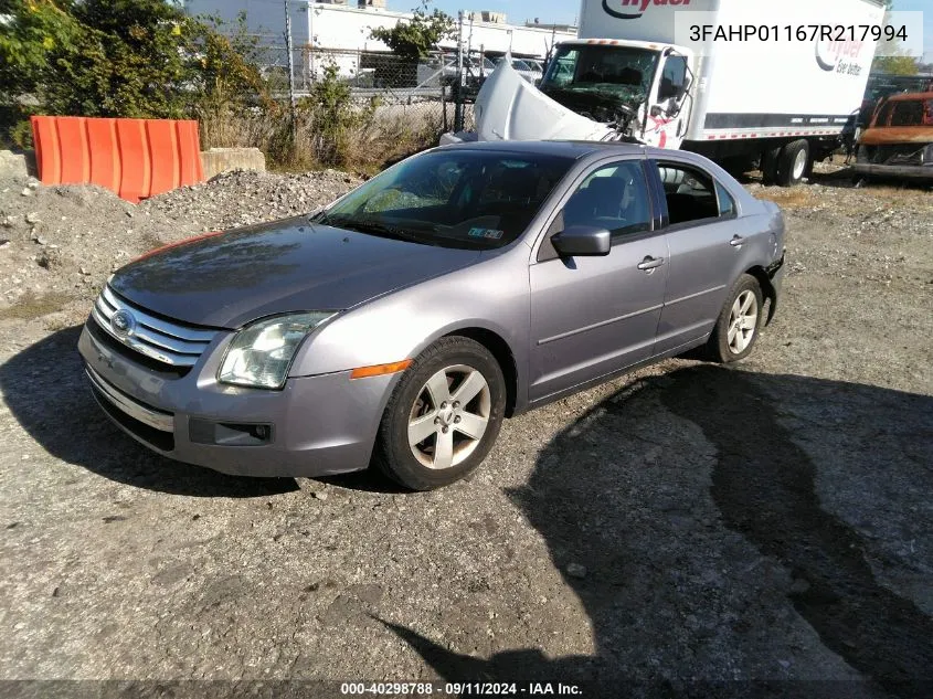 2007 Ford Fusion Se VIN: 3FAHP01167R217994 Lot: 40298788