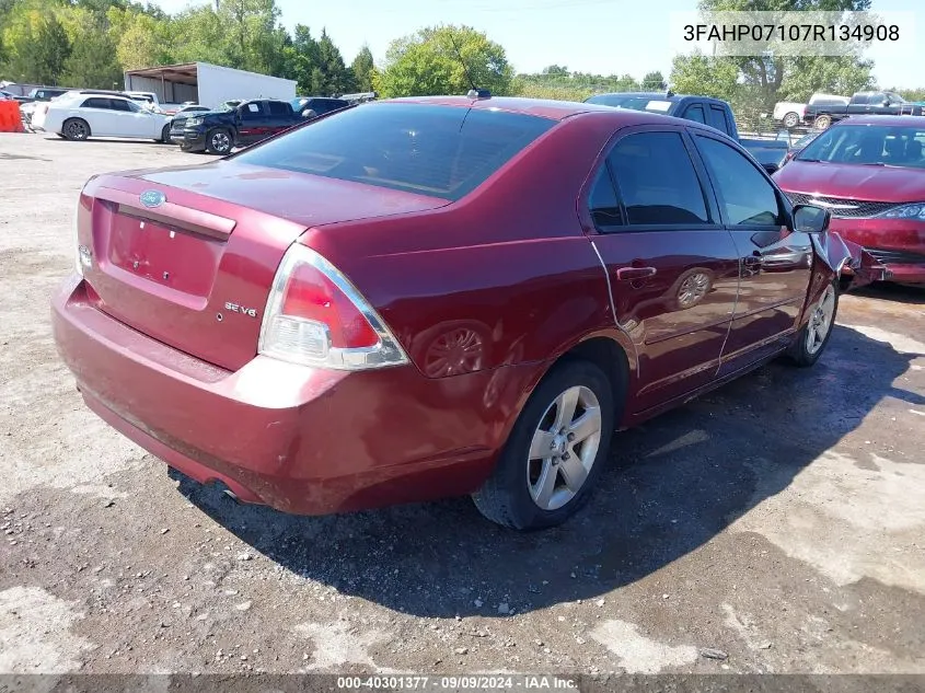 2007 Ford Fusion Se VIN: 3FAHP07107R134908 Lot: 40301377