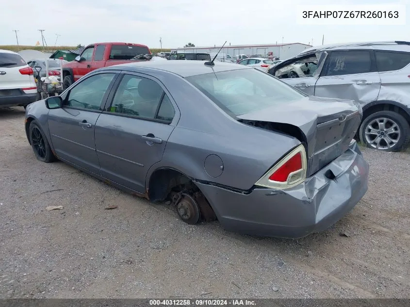 2007 Ford Fusion Se VIN: 3FAHP07Z67R260163 Lot: 40312258