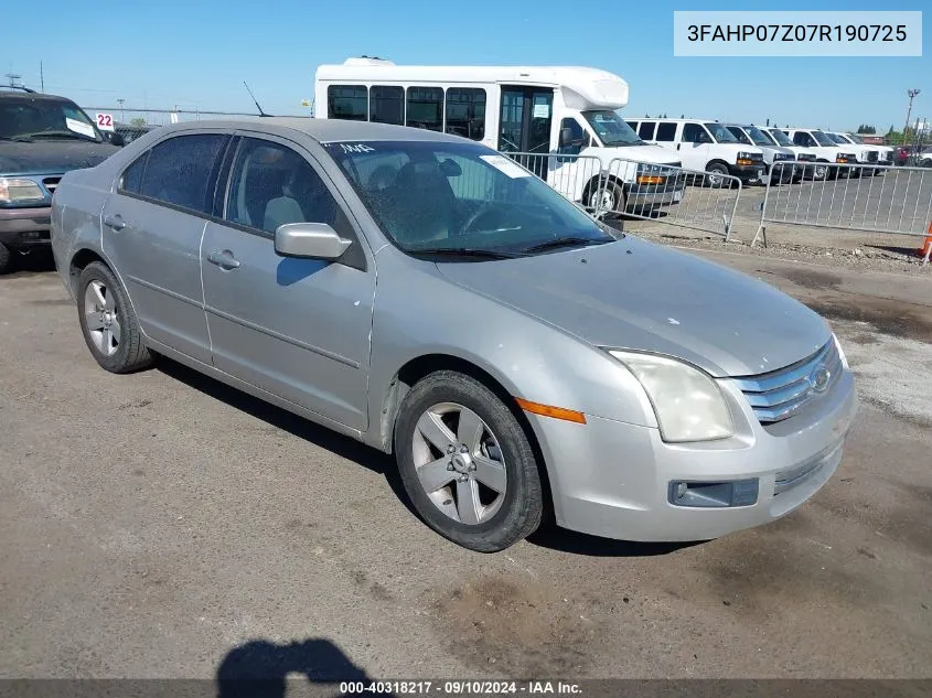 2007 Ford Fusion Se VIN: 3FAHP07Z07R190725 Lot: 40318217