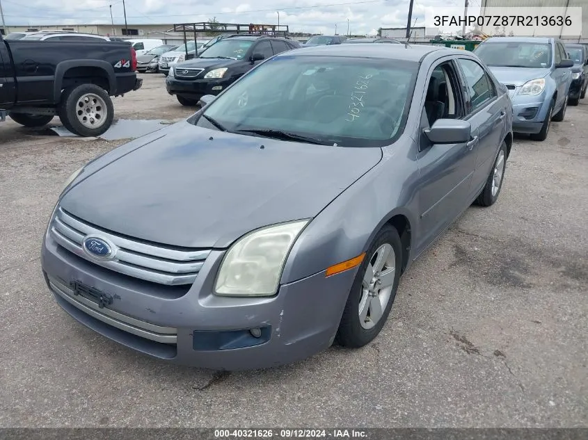 2007 Ford Fusion Se VIN: 3FAHP07Z87R213636 Lot: 40321626