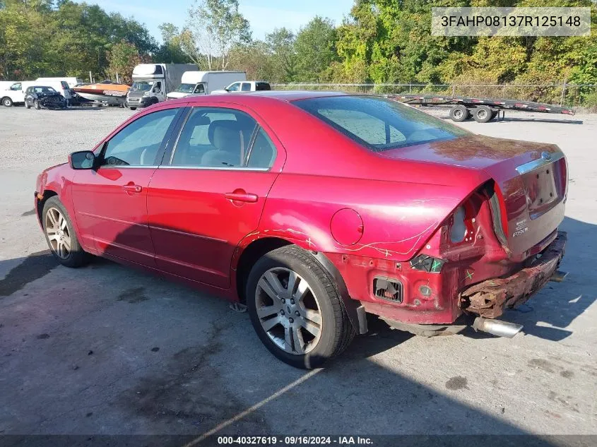 2007 Ford Fusion Sel VIN: 3FAHP08137R125148 Lot: 40327619