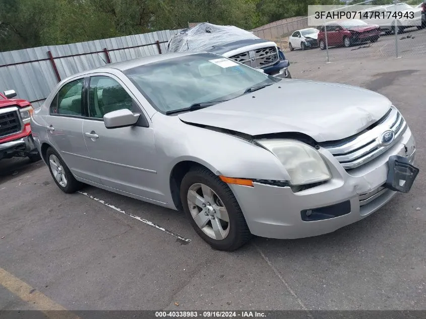 2007 Ford Fusion Se VIN: 3FAHP07147R174943 Lot: 40338983