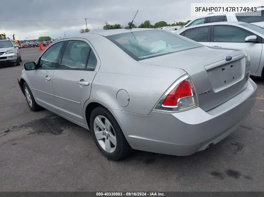 2007 Ford Fusion Se VIN: 3FAHP07147R174943 Lot: 40338983